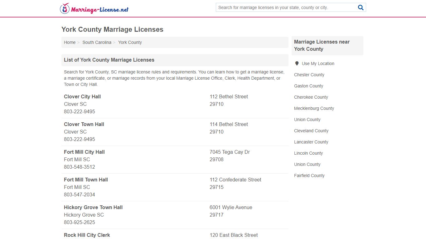 York County Marriage Licenses